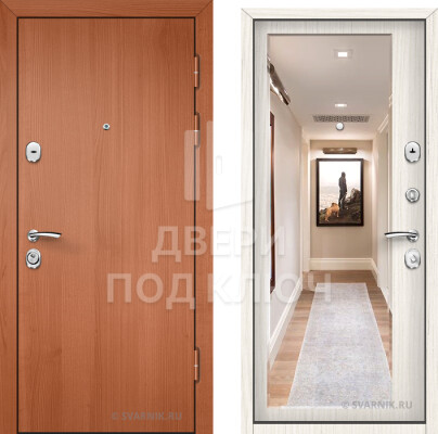 Входная дверь с зеркалом для коттеджа ДПК-10366