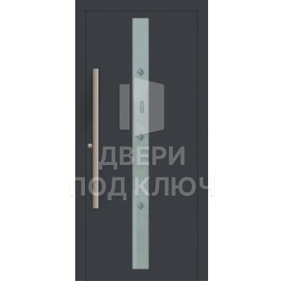 Металлическая недорогая однопольная премиум-входная дверь с окном на заказ ДПК-11386