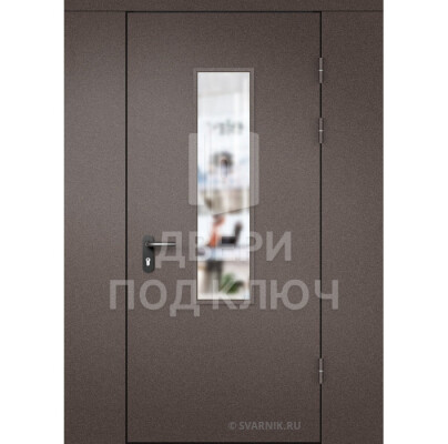 Остекленная дверь с перегородкой порошок-МДФ ДПК-14829